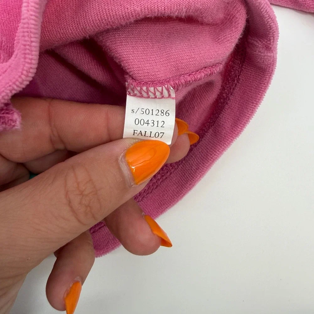 Vintage Y2K Baby Gap Pink Velour Tracksuit Set McBling Coquette Ruffle Hoodie